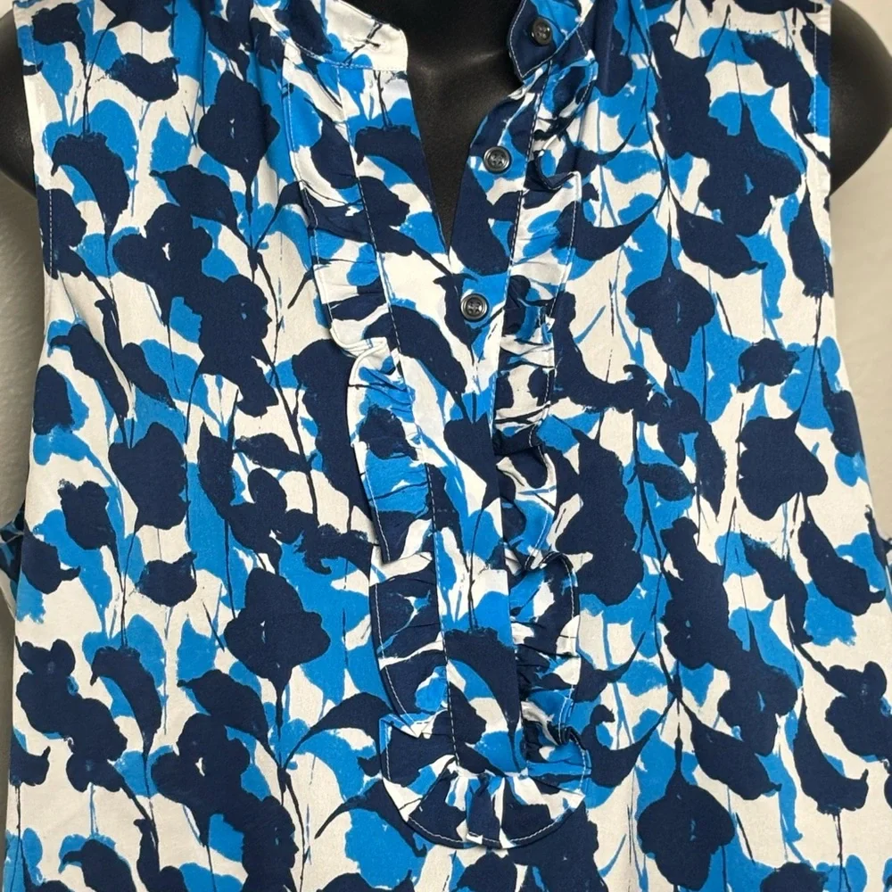 J. Crew Navy and White Floral Sleeveless Top